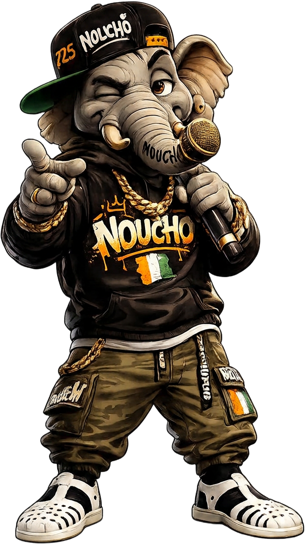 Noucho, la mascotte NOUCHI225, micro en main